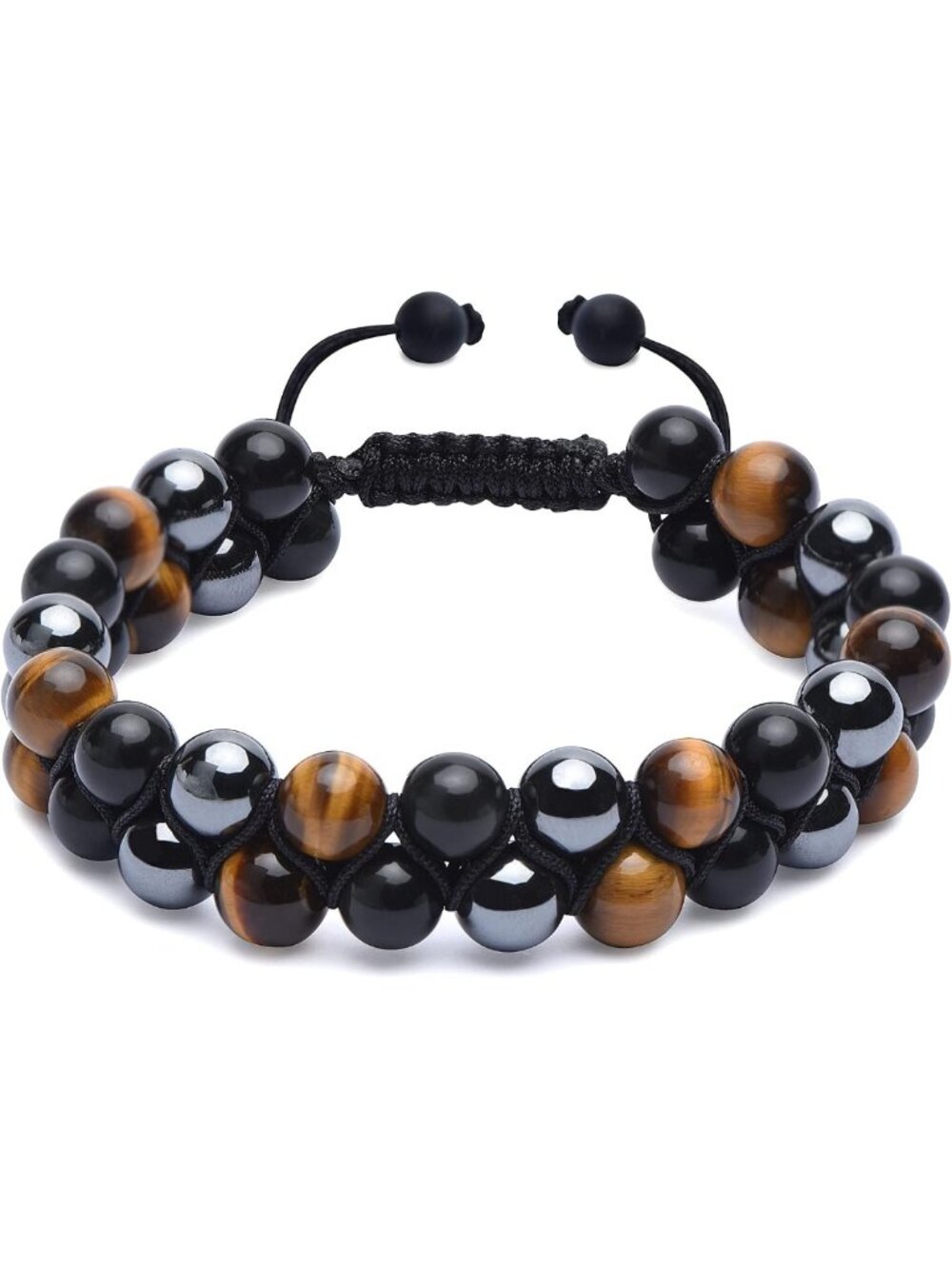 Triple Protection Bracelet for Men - Tigers Eye, Black Obsidian, Hematite